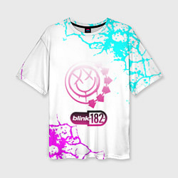 Женская футболка оверсайз Blink 182 неоновые краски