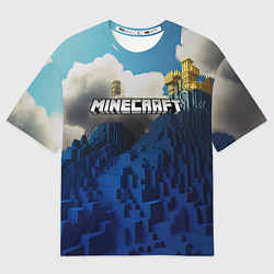 Футболка оверсайз женская Minecraft лого и горы, цвет: 3D-принт
