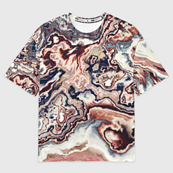 Женская футболка оверсайз Разноцветный мраморный узор