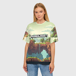 Футболка оверсайз женская Minecraft logo квадратный мир, цвет: 3D-принт — фото 2