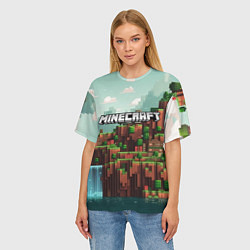 Футболка оверсайз женская Minecraft logo квадратный мир, цвет: 3D-принт — фото 2