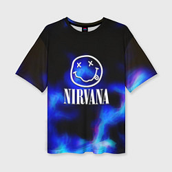 Футболка оверсайз женская Nirvana flame ghost steel, цвет: 3D-принт