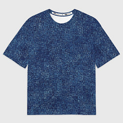 Женская футболка оверсайз Текстура тёмно-синий мелкие квадраты