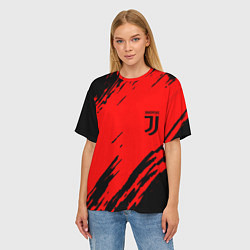 Футболка оверсайз женская Juventus краски спорт фк, цвет: 3D-принт — фото 2