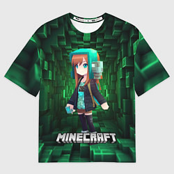 Футболка оверсайз женская Minecraft девушка в зеленом мире, цвет: 3D-принт