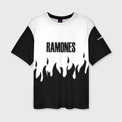 Женская футболка оверсайз Ramones fire black rock