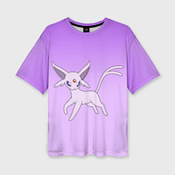 Женская футболка оверсайз Espeon Pokemon - розовая кошка покемон