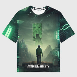 Футболка оверсайз женская Minecraft зеленый монстр и персонаж, цвет: 3D-принт