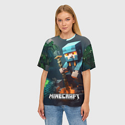 Футболка оверсайз женская Minecraft персонаж у костра, цвет: 3D-принт — фото 2