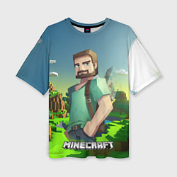 Футболка оверсайз женская Minecraft персонаж зеленый мир, цвет: 3D-принт