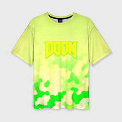 Женская футболка оверсайз Doom токсичное лого броня