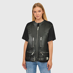 Футболка оверсайз женская Terminator first - leather jacket, цвет: 3D-принт — фото 2