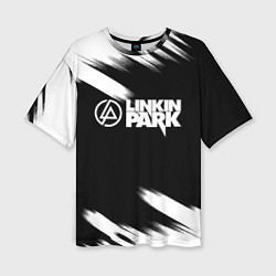 Женская футболка оверсайз Linkin park рок бенд краски