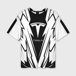 Футболка оверсайз женская Tesla - black and white, цвет: 3D-принт