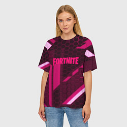Футболка оверсайз женская Fortnite броня розовая эпик, цвет: 3D-принт — фото 2