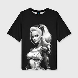 Футболка оверсайз женская Барби - киберпанк нейросеть, цвет: 3D-принт