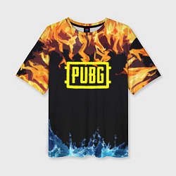 Женская футболка оверсайз PUBG online битва огня и льда