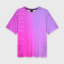 Футболка оверсайз женская Розовые градиентные линии, цвет: 3D-принт