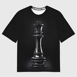 Футболка оверсайз женская Черный ферзь - шахматы, цвет: 3D-принт