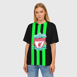 Футболка оверсайз женская Liverpool line green, цвет: 3D-принт — фото 2