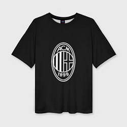 Женская футболка оверсайз Milan fc белое лого