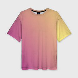 Женская футболка оверсайз Градиент желтый малиновый по диагонали