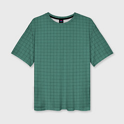 Женская футболка оверсайз Патиново-зелёный в клетку
