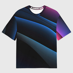 Женская футболка оверсайз Синий стильный абстрактный геометрический стиль на