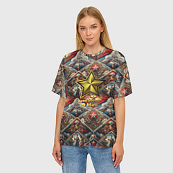 Футболка оверсайз женская День победы золотая звезда СССР, цвет: 3D-принт — фото 2