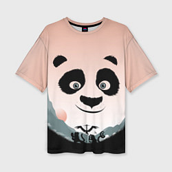 Женская футболка оверсайз Силуэт кунг фу панда