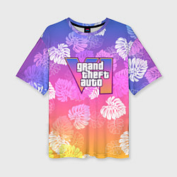 Футболка оверсайз женская Grand Theft Auto VI - пальмы, цвет: 3D-принт