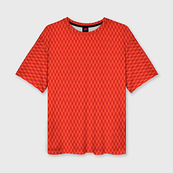 Футболка оверсайз женская Сочный красный паттерн сетка, цвет: 3D-принт