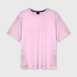 Женская футболка оверсайз Светлый розовый в белую полоску
