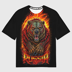 Футболка оверсайз женская Русский агрессивный медведь, цвет: 3D-принт