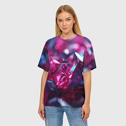 Футболка оверсайз женская Яркие розовые хрусталики, цвет: 3D-принт — фото 2