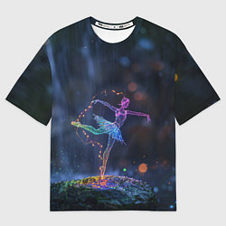 Женская футболка оверсайз Световые точки в форме балерины