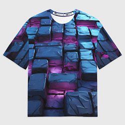 Женская футболка оверсайз Неоновые плитки объемные