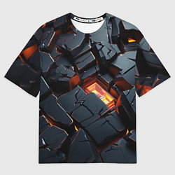 Женская футболка оверсайз Черные камни с разломами