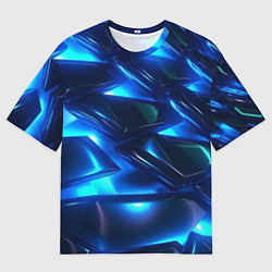 Женская футболка оверсайз Синие абстрактные неоновые плиты