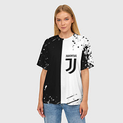 Футболка оверсайз женская Juventus краски текстура спорт, цвет: 3D-принт — фото 2