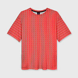 Женская футболка оверсайз Красный в белые маленькие полоски