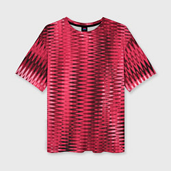 Женская футболка оверсайз Тёмно-розовый абстрактные полосы