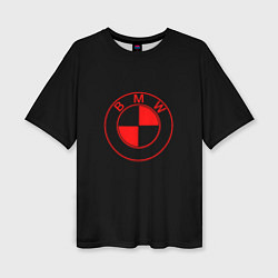 Женская футболка оверсайз BMW red logo