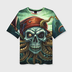 Женская футболка оверсайз Джолли Пират Октопус