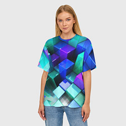 Футболка оверсайз женская Неоновые кубы текстура, цвет: 3D-принт — фото 2