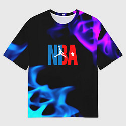 Женская футболка оверсайз NBA neon flame