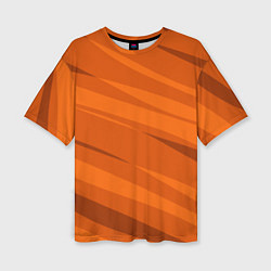 Женская футболка оверсайз Тёмный оранжевый полосами