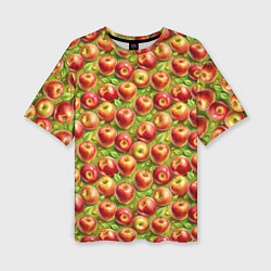 Женская футболка оверсайз Румяные яблоки паттерн