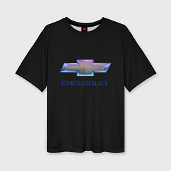 Женская футболка оверсайз Chevrolet logo neon