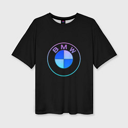 Женская футболка оверсайз BMW neon logo